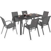 Set di mobili da giardino MADRID tavolo 150 CM e 6 sedie impilabili grigio antracite