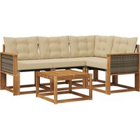 vidaXL Ensemble de canapés d'extérieur 5 pcs Naturel et Beige