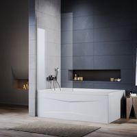 ELEGANT Bath Screen Chrome Aluminium Profile Frameless Glass Bath Shower Screen 800x1400mm Thickness 6mm Tempered Glass Single Panel