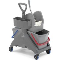 Chariot de lavage bi bac 2x15l sur roulettes avec presse et bac - DME - Chariots de lavage