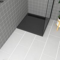 Plato de ducha en acrílico Gris Efecto Piedra 90x90x4 cm - Rejillas Cromo y Negro Mate - METEORA