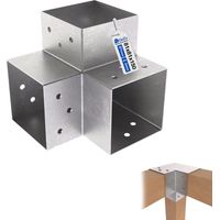 Connecteur de poteau en Y galvanisé à chaud – 81 x 81 mm – Connecteur d’angle droit 3 voies (90°) pour pergola et poteaux bois – GeZu Impex