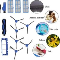 Ortviai Kit de rechange pour robot aspirateur Bagotte BG600 : brosse centrale + 6 brosses latérales + 3 filtres