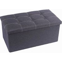 Pouff Puff Pouf Contenitore Imbottito Portaoggetti Seduta Grigio 76x38x35cm 79426