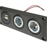 ProCar Presa da incasso con presa doppia USB-A + 2 prese di corrente Portata massima corrente=20 A 12 V, 24 V