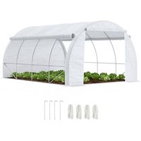 Invernadero de Túnel Invernadero de Jardín 4x3x2 m con Puerta y 8 Ventanas Enrollables para Cultivos Plantas Blanco