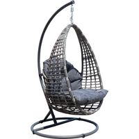 Sillón de jardín colgante con estructura Mykonos en gris moteado y cojín gris
