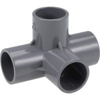 2er-Pack 4-Wege-Winkelverschraubungen aus PVC in Möbelqualität, 25 mm, Grau