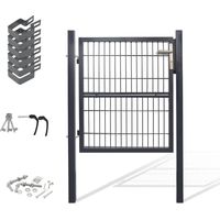 Wolketon 120x100cm Portillon de jardin En acier galvanisé - Portail de jardin - Porte de clôture - Avec serrure, poignée et clé Portillon grillagé - Anthracite