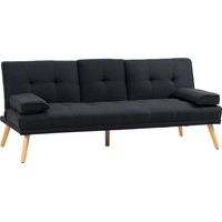 Canapé-lit, canapé 3 places avec table rabattable, porte-gobelet, canapé-lit aspect lin, design scandinave, capacité 250 kg pour salon, gris