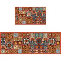 LAN Style bohème orange 5020cm (Terre de diatomées) Tapis de sol spécialement conçu pour la cuisine : résistant aux taches, facile à nettoyer, à séchage rapide, en terre de diatomées, absorbant le ven