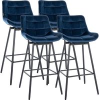 Lot de 4 tabourets de bar Weston pivotants Bleu Velours