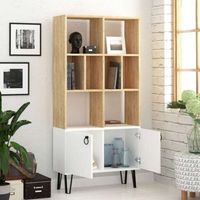 Librería Bene con puertas de roble blanco