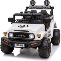 Macchina Elettrica per Bambini Fuoristrada Toyota Fj Cruiser 12V Telecomando Ruote in Gomma e Sedile in Pelle Bianco