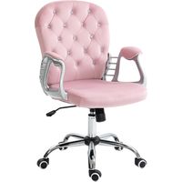 Silla de Escritorio de Terciopelo con Altura Ajustable Reposabrazos y Decoraciones de Diamantes 59,5x60,5x93-103 cm Rosa