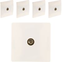 Lot de 5 prises TV Ø9,52 vis + griffes Blanc - Diwone