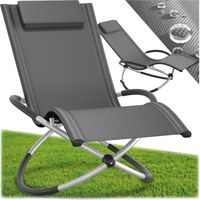 Transat bain de soleil avec textilène et appuie-tête amovible gris