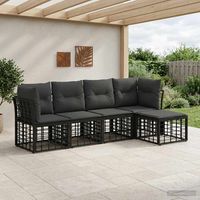 vidaXL Outdoor Sofa Set Black Poly Rattan