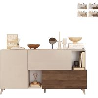 Buffet de cuisine et salon 2 portes 2 tiroirs bois blanc 181x42x94cm Kamie - Orme - Blanc