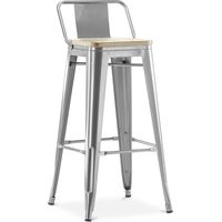 Barhocker mit Rückenlehne - Industriedesign - Holz & Stahl - 76cm - New Edition - Stylix Steel