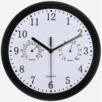 Horloge murale d'extérieur avec thermomètre et hygromètre, style rétro, étanche, 10 cm, noire, pour jardin, patio, terrasse-AquaForge