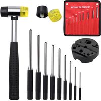 Kit de chasse-goupilles, 14 outils de réparation et de démontage, comprenant une cale universelle, des chasse-goupilles et un marteau