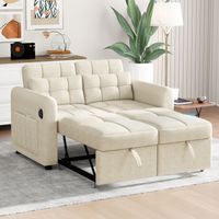 Modernes Design: Loveseat-Sofa, 3-in-1-Ausziehsofa mit verstellbarer Rückenlehne, USB, Armlehnentaschen und Kissen. Geeignet für Wohnzimmer, Schlafzimmer, Wohnung usw.