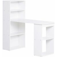 Bureau 120x55x120 cm avec étagère, 6 compartiments, blanc