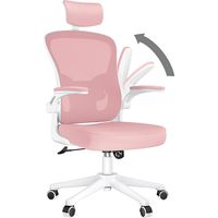 Office Chair with Lumbar support - Bigzzia Desk Chair with Adjustable Headrest - Swivel Mesh Chair - Pink