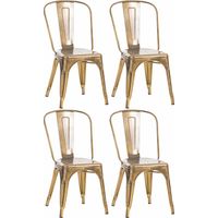 CLP – Set de 4 chaises empilables métal – Design industriel moderne – Hauteur d'assise 44 cm – Idéales pour cuisine et salle à manger