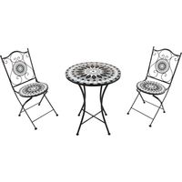 Axi Amélie Table Et Chaise Bistrot, 2 Chaises 1 Table, Ensemble Bistro Extérieur Mosaique Noir/Blanc Salon De Jardin Bistrot, Table Bistrot Mosaique Pour Jardin/Balcon/Terrasse