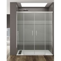 ALLSTONE BASIC Duschabtrennung 2+2 ohne Bodenprofil 5 Farben 2 Glasarten 6mm in Aluminium Chrom-profil 142-152 cm Siebdruck glas