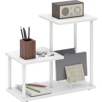 Estantería Librería de 3 Niveles Efecto con Marco de Metal para Escritorio Oficina Cocina 40x20x34,5 cm Blanco