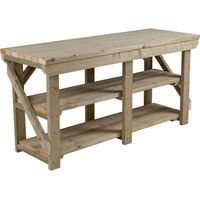 Indoor/outdoor workbench pressure treated station (H-90cm, D-64cm, L-240cm) with double shelf