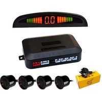 Rückfahrsensoren, 4 universelle Rückfahrsensoren mit LED-Farbanzeige, Rückfahr-Warnsystem mit akustischem Alarm (Schwarz)
