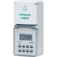 Minuterie extérieure numérique IP44 – 8 programmes horaires – 230V 16A – Montage sur prise secteur – Batterie intégrée NiMH – Orno