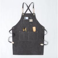 Tablier de Travail Hommes/Femme, Outil Tablier de Cuisine Sangle Ajustable Toile avec 3 Poches, Tablier d'Atelier de Menuiserie pour Barbeque Baker Menuiserie Tatoueur Barber Barman Peintre- gris