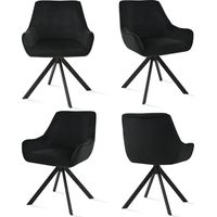 Goeurvant 360° drehbarer Sessel mit geschwungener Rückenlehne und weichem Kissen, perfekte Kombination aus Stil und Komfort - 4er Set - Schwarz