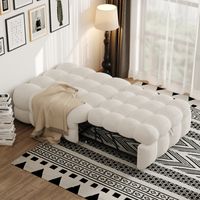 Lit convertible 2 en 1 rembourré avec repose-pieds intégré – canapé-lit gigogne transformable en lit simple, matelas moelleux inclus, revêtement en tissu peluche doux, couleur beige