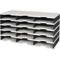 Range de tri à 3 compartiments, 15 sections, H363xL723xP331mm, polystyrène gris/noir
