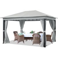 Gazebo da Giardino 3x4 m ALU PREMIUM con copertura del tetto impermeabile ca. 220 g/m² - 4 pareti laterali grigio chiaro - profilo da ca. 9x9cm