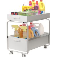 Todeco – Étagère de rangement sous évier coulissante – Organisateur de cuisine 2 niveaux – Acier au carbone résistant – Capacité 20 kg