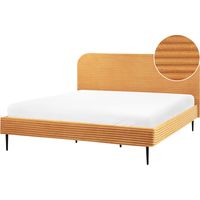Cama con somier tapizado de pana 180 x 200 cm naranja Flayat