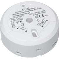 trasformatore alogeno Transmedia LT5-3L, 230/12V/35-105W, protezione da sovraccarico, fusibile di temperatura, non cadente, ø 85 x 22 mm