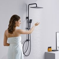 Sofetiy Max Duschsystem Duschsäulen ohne Armaturen, Komplettset für Regendusche, 10 Zoll Duschkopf und Handbrause, Höhenverstellbare Duschstange, Schwarz