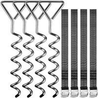 4 picchetti per fissaggio trampolino 42,5cm 5 avvolgimenti della spirale 900kg cinghie regolabili in acciaio inox Set per ancoraggio a terra