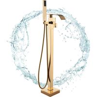 Suguword – Mitigeur de baignoire autoportant – Bec pivotant 360° – Robinet cascade avec douchette – Finition or poli