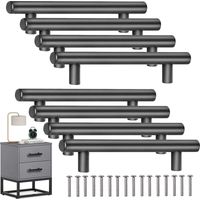 Shao hua 8 Stück T-Bar-Stick-Küchentürgriffe mit Schrauben (200 mm), Edelstahl-Möbelgriff-Lochabstand 128 mm, für Küchenschrank, schwarz - Crezuo