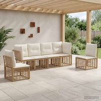 vidaXL Outdoor Sofa Set Natural Poly Rattan