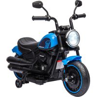 Moto ElĂ©ctrica para Niños de 18-36 Meses con BaterĂa 6V Faro y Ruedas Auxiliares Desmontables Azul